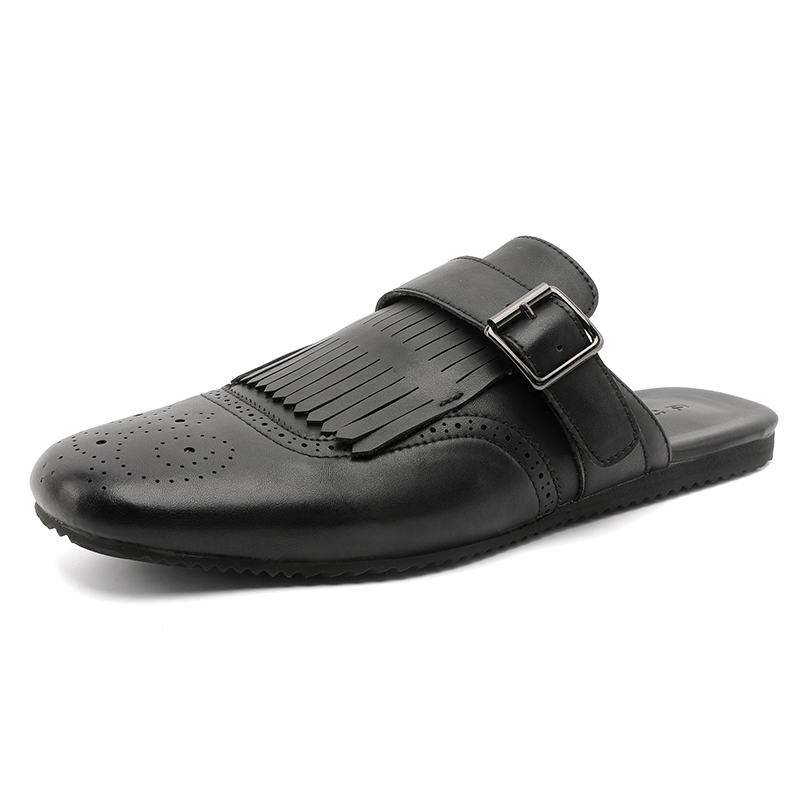 Flip Flop Leather Men - Мужские кожаные лоферы-мюли с закрытым носком,
